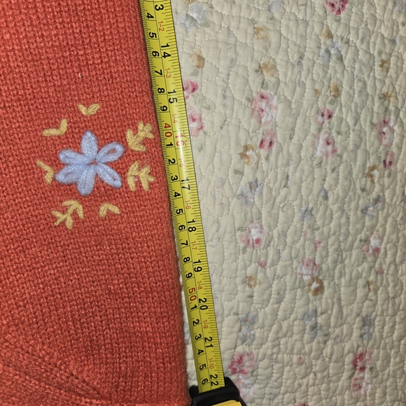 "See And Be Seen" Orange Cardigan with Floral Embroidery - Picture 8 of 8